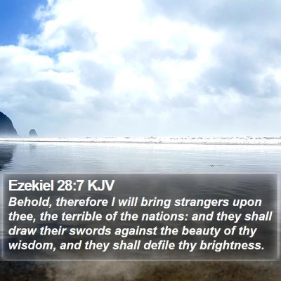 Ezekiel 28:7 KJV Bible Verse Image
