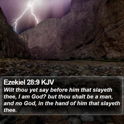 Ezekiel 28:9 KJV Bible Verse Image
