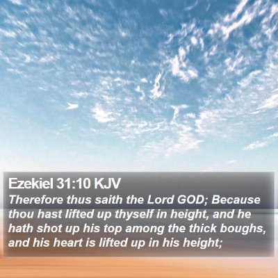 Ezekiel 31:10 KJV Bible Verse Image