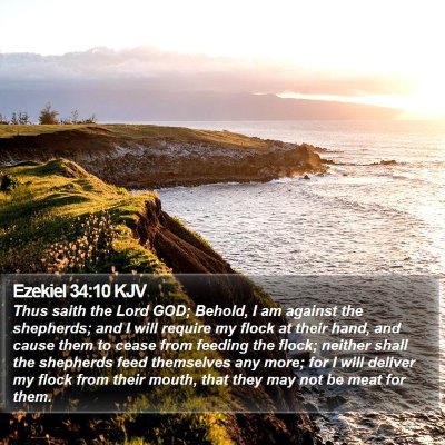 Ezekiel 34:10 KJV Bible Verse Image