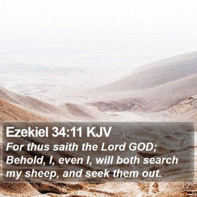 Ezekiel 34:11 KJV Bible Verse Image