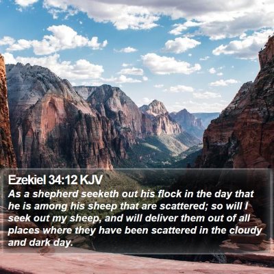 Ezekiel 34:12 KJV Bible Verse Image