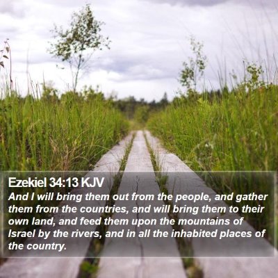 Ezekiel 34:13 KJV Bible Verse Image