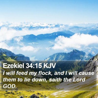 Ezekiel 34:15 KJV Bible Verse Image