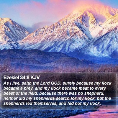 Ezekiel 34:8 KJV Bible Verse Image