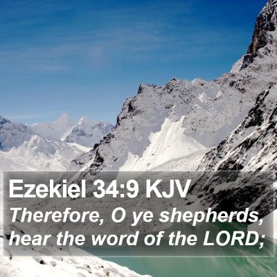 Ezekiel 34:9 KJV Bible Verse Image