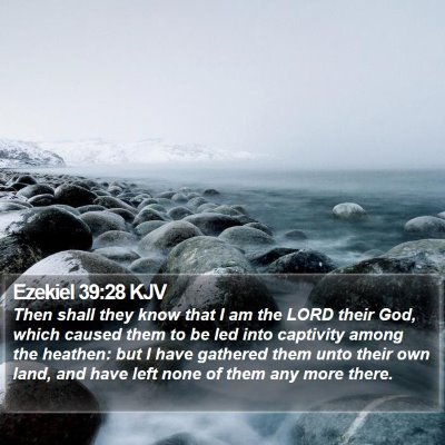 Ezekiel 39:28 KJV Bible Verse Image