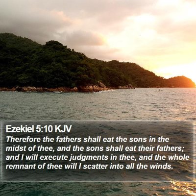 Ezekiel 5:10 KJV Bible Verse Image