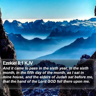 Ezekiel 8:1 KJV Bible Verse Image
