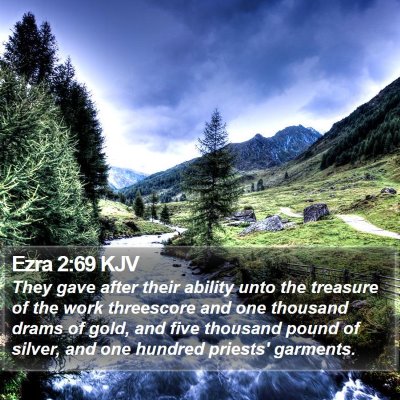 Ezra 2:69 KJV Bible Verse Image