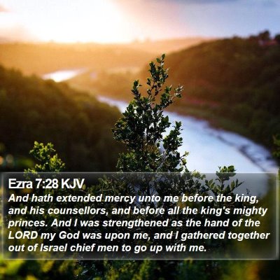 Ezra 7:28 KJV Bible Verse Image