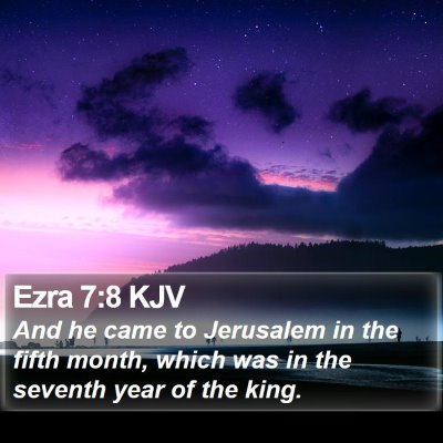Ezra 7:8 KJV Bible Verse Image
