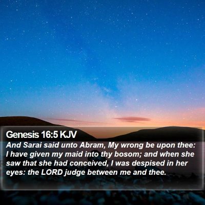 Genesis 16:5 KJV Bible Verse Image