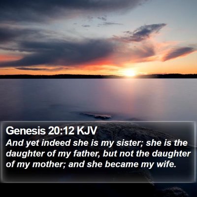 Genesis 20:12 KJV Bible Verse Image