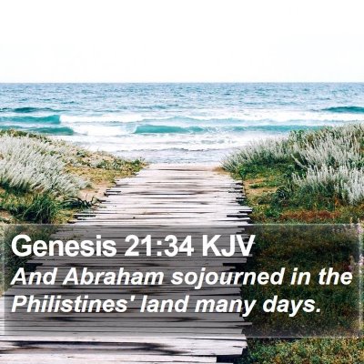 Genesis 21:34 KJV Bible Verse Image