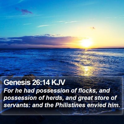 Genesis 26:14 KJV Bible Verse Image
