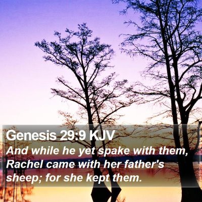 Genesis 29:9 KJV Bible Verse Image