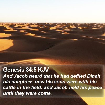 Genesis 34:5 KJV Bible Verse Image