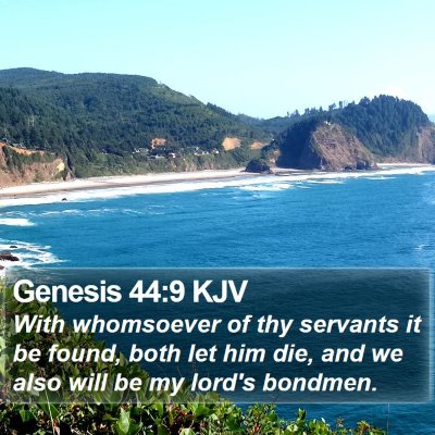 Genesis 44:9 KJV Bible Verse Image