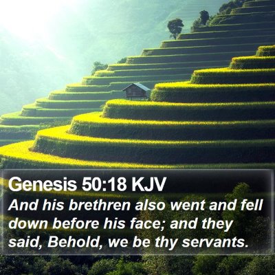 Genesis 50:18 KJV Bible Verse Image