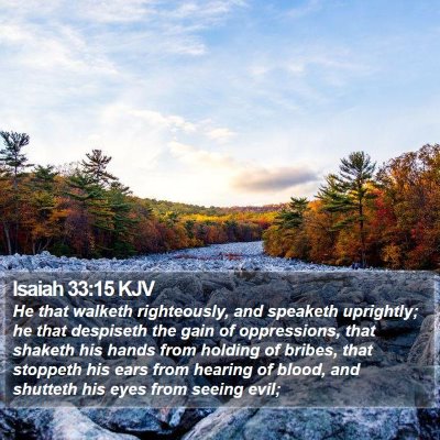 Isaiah 33:15 KJV Bible Verse Image