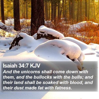 Isaiah 34:7 KJV Bible Verse Image