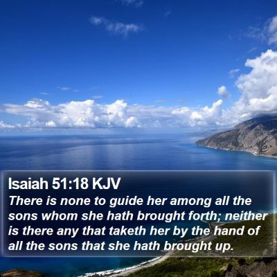 Isaiah 51:18 KJV Bible Verse Image