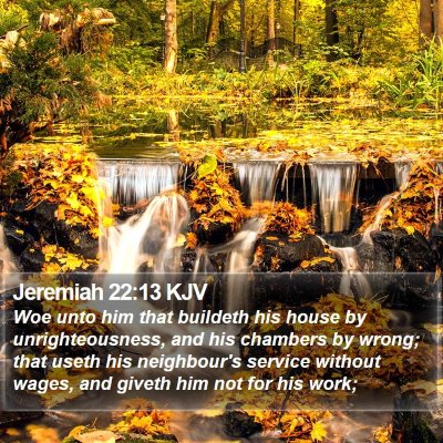 Jeremiah 22:13 KJV Bible Verse Image