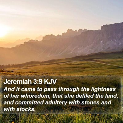 Jeremiah 3:9 KJV Bible Verse Image