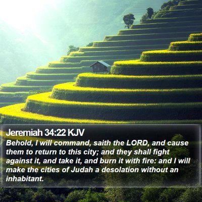 Jeremiah 34:22 KJV Bible Verse Image