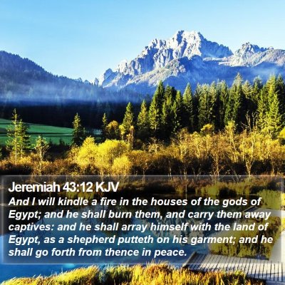 Jeremiah 43:12 KJV Bible Verse Image