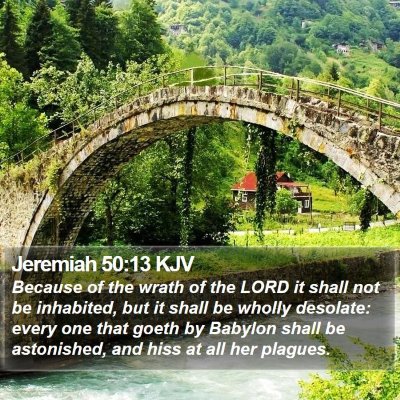 Jeremiah 50:13 KJV Bible Verse Image