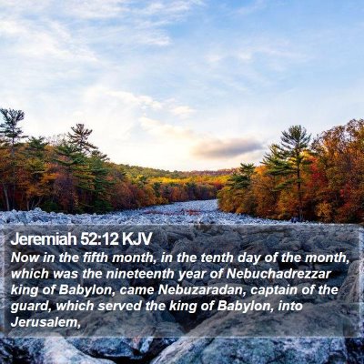Jeremiah 52:12 KJV Bible Verse Image