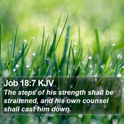 Job 18:7 KJV Bible Verse Image