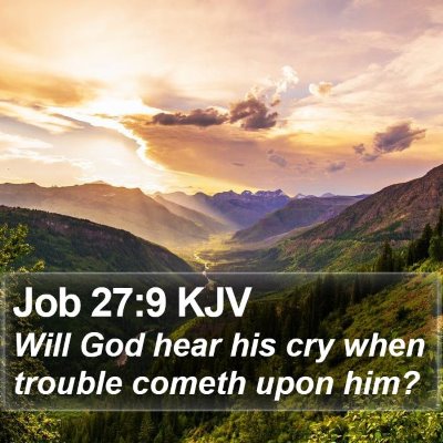 Job 27:9 KJV Bible Verse Image