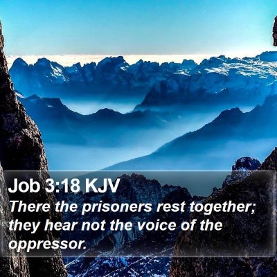 Job 3:18 KJV Bible Verse Image