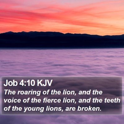Job 4:10 KJV Bible Verse Image