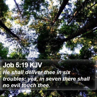 Job 5:19 KJV Bible Verse Image