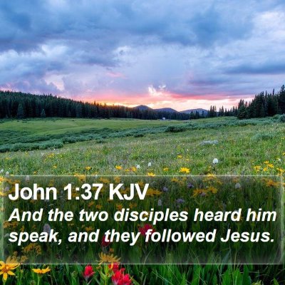 John 1:37 KJV Bible Verse Image