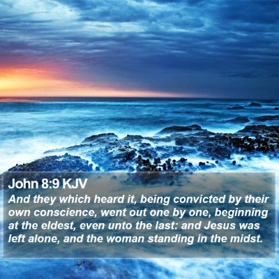 John 8:9 KJV Bible Verse Image
