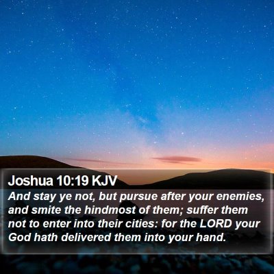 Joshua 10:19 KJV Bible Verse Image