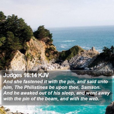 Judges 16:14 KJV Bible Verse Image
