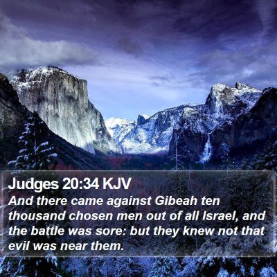 Judges 20:34 KJV Bible Verse Image