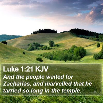 Luke 1:21 KJV Bible Verse Image
