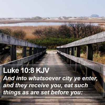 Luke 10:8 KJV Bible Verse Image