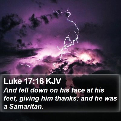 Luke 17:16 KJV Bible Verse Image