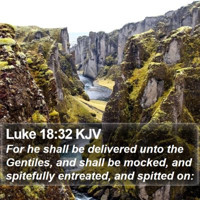 Luke 18:32 KJV Bible Verse Image