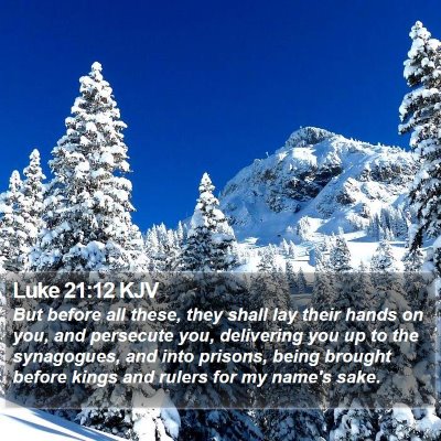 Luke 21:12 KJV Bible Verse Image