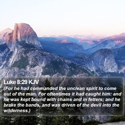 Luke 8:29 KJV Bible Verse Image
