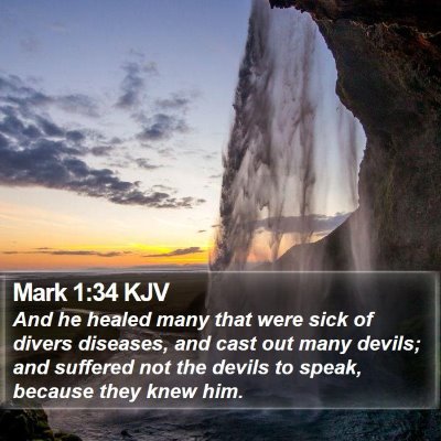 Mark 1:34 KJV Bible Verse Image